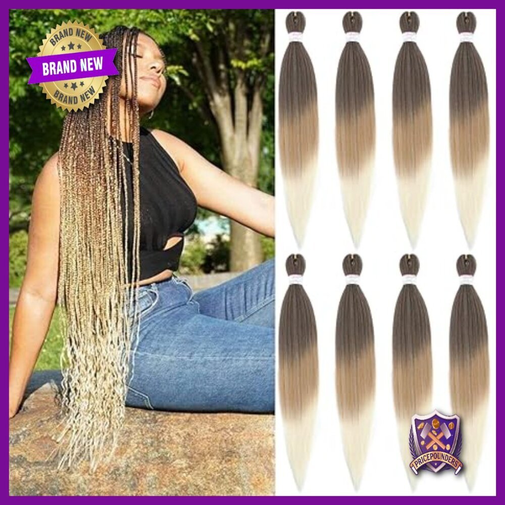 30 Inch Prestretched Synthetic Braiding Hair Bundles, 8 Packs, Yaki Straight